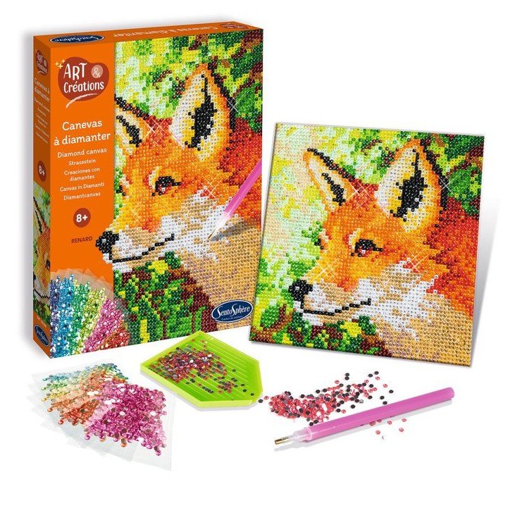 Création a base de mini strass - SENTOSPHERE - Art & Créations - Canevas a Diamanter - Renard - Des 8 ans Création a base de mini strass - SENTOSPHERE - Art & Créations - Canevas a Diamanter - Renard - Des 8 ans