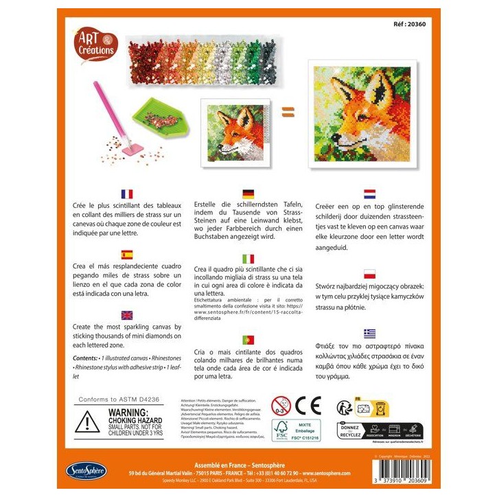 Création a base de mini strass - SENTOSPHERE - Art & Créations - Canevas a Diamanter - Renard - Des 8 ans Création a base de mini strass - SENTOSPHERE - Art & Créations - Canevas a Diamanter - Renard - Des 8 ans