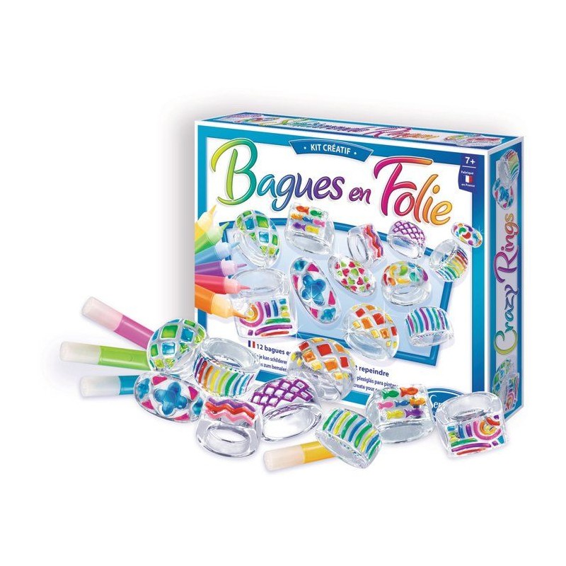 Kit creatif bijoux - SENTOSPHERE - Bagues en Folies - 12 bagues transp