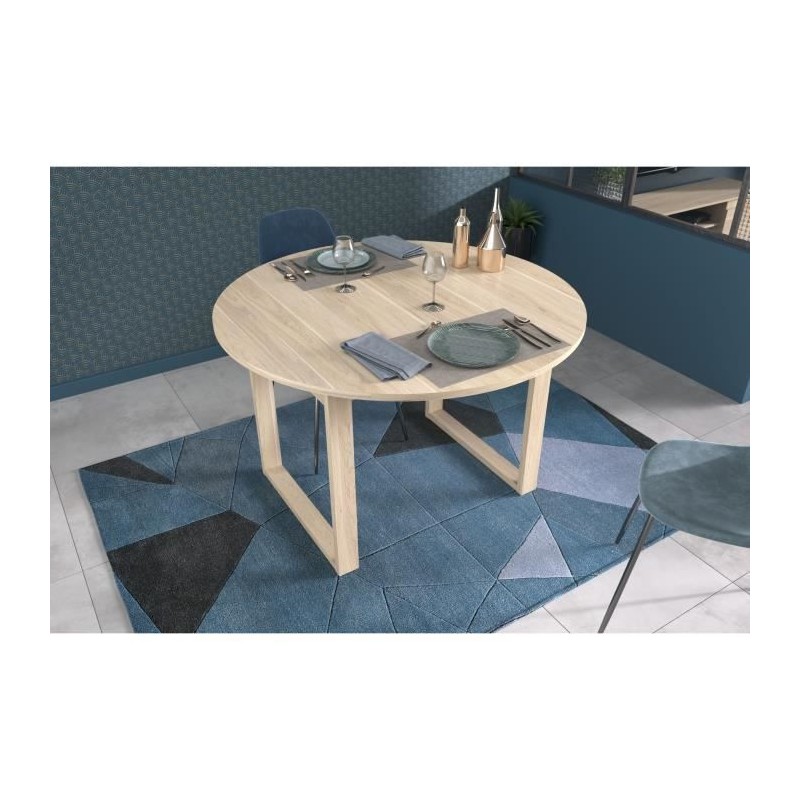 Table a manger extensible - BETTY - Ronde - Décor chene - 4 / 6 perso Table a manger extensible - BETTY - Ronde - Décor chene - 4 / 6 perso
