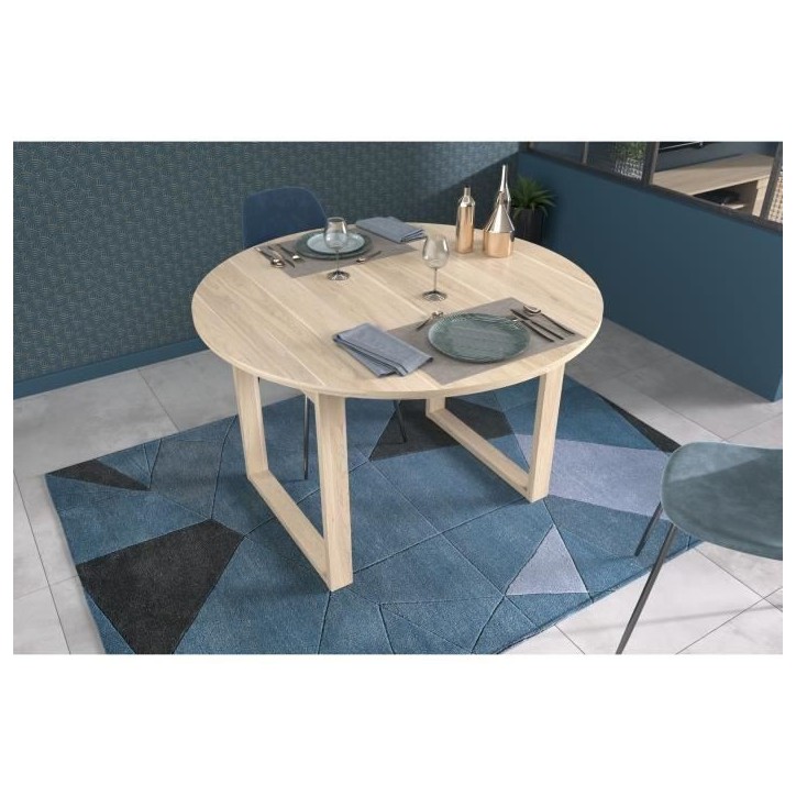 Table a manger extensible - BETTY - Ronde - Décor chene - 4 / 6 personnes - 120 / 155 x 120 x 75 cm - PARISOT Table a manger extensible - BETTY - Ronde - Décor chene - 4 / 6 personnes - 120 / 155 x 120 x 75 cm - PARISOT