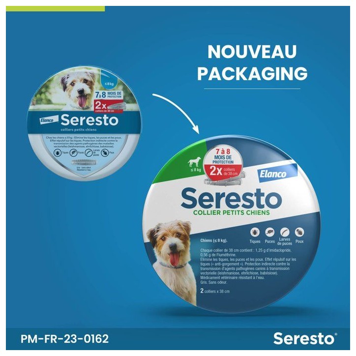 SERESTO Chien Collier Anti-Puces et Anti-Tiques -8kg 2 unités SERESTO Chien Collier Anti-Puces et Anti-Tiques -8kg 2 unités