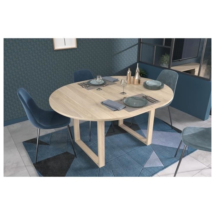 Table a manger extensible - BETTY - Ronde - Décor chene - 4 / 6 personnes - 120 / 155 x 120 x 75 cm - PARISOT Table a manger extensible - BETTY - Ronde - Décor chene - 4 / 6 personnes - 120 / 155 x 120 x 75 cm - PARISOT