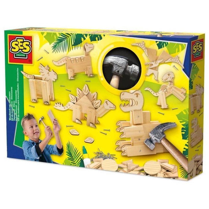 Kit de menuiserie - SES CREATIVE - Dinosaures - Avec clous et colle Kit de menuiserie - SES CREATIVE - Dinosaures - Avec clous et colle