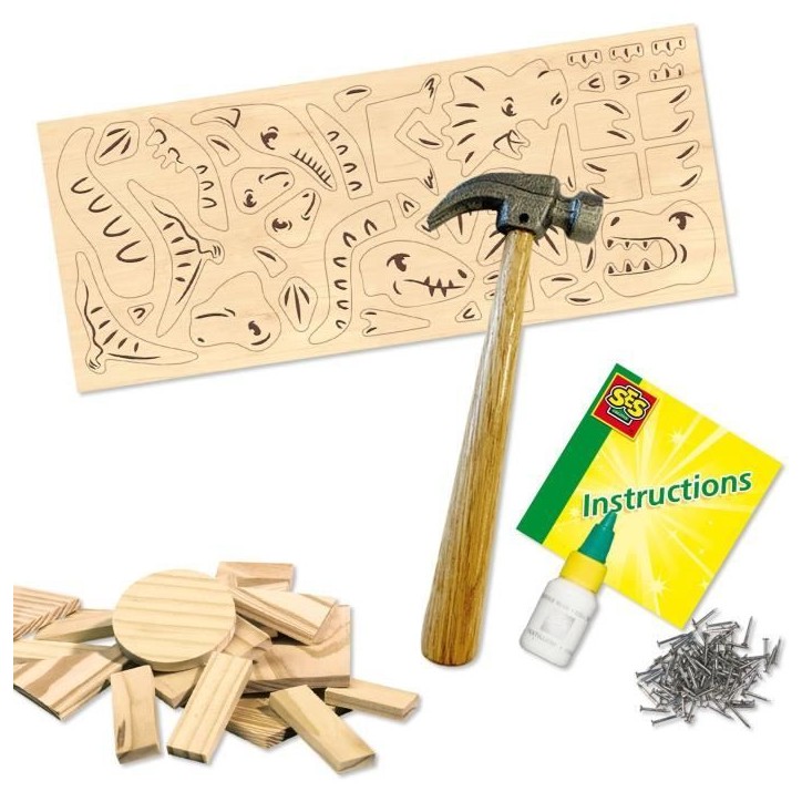 Kit de menuiserie - SES CREATIVE - Dinosaures - Avec clous et colle Kit de menuiserie - SES CREATIVE - Dinosaures - Avec clous et colle