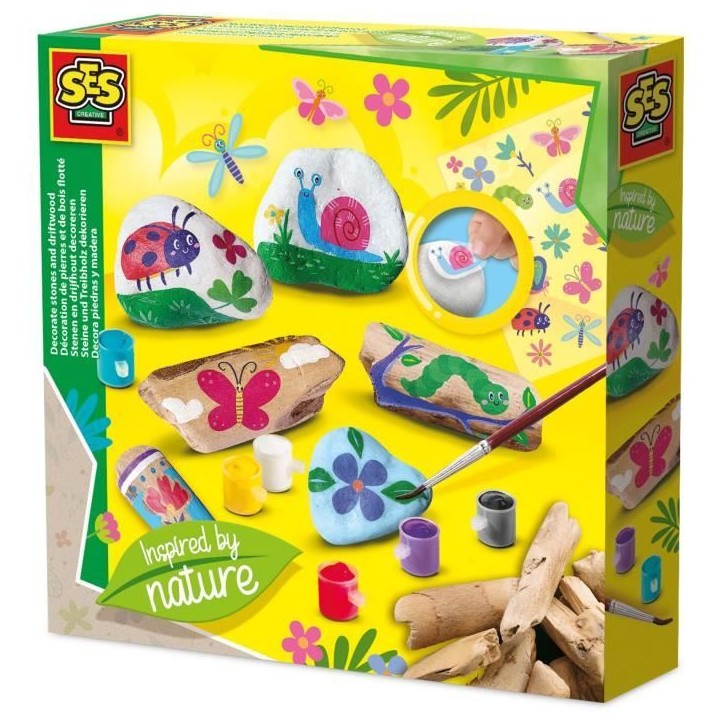 Kit créatif - SES CREATIVE - Décorer les pierres et le bois flotté - Inspiré par la nature Kit créatif - SES CREATIVE - Décorer les pierres et le bois flotté - Inspiré par la nature