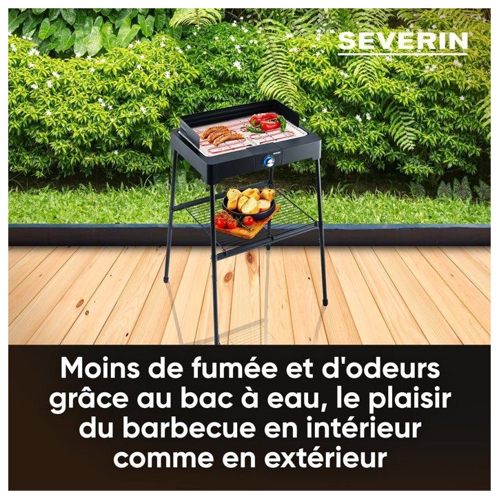Barbecue électrique sur pieds - SEVERIN - PG8566 - 2200 W - Surface de cuisson 44,5 x 26 cm - Thermostat réglable - Noir Barbecue électrique sur pieds - SEVERIN - PG8566 - 2200 W - Surface de cuisson 44,5 x 26 cm - Thermostat réglable - Noir