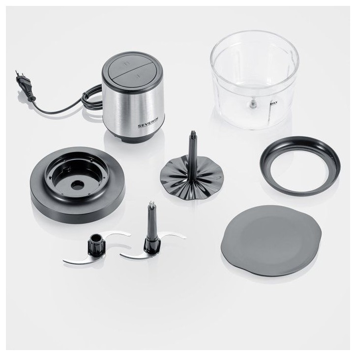 Hachoir électrique - SEVERIN - KM3867 - 400 W - Récipient en verre 1 L - 2 vitesses - Noir / Inox