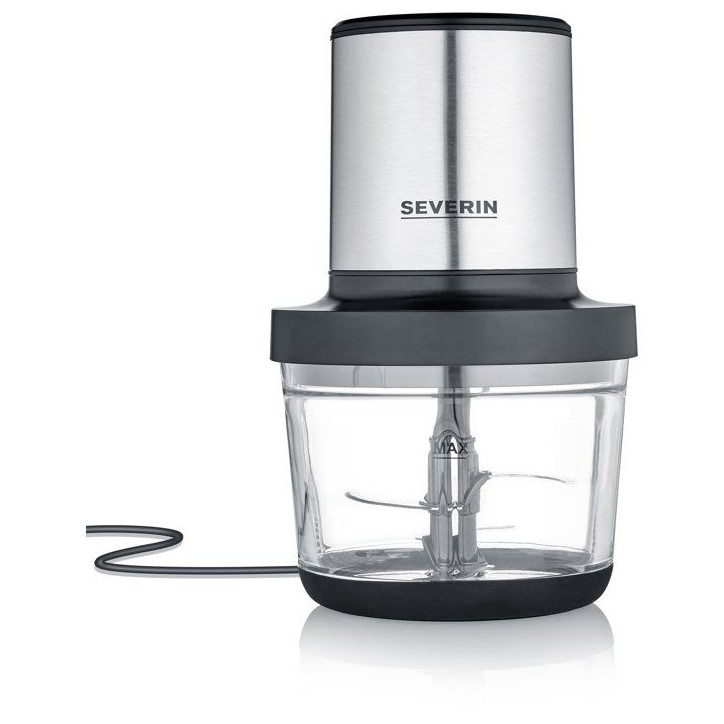 Hachoir électrique - SEVERIN - KM3867 - 400 W - Récipient en verre 1 L - 2 vitesses - Noir / Inox