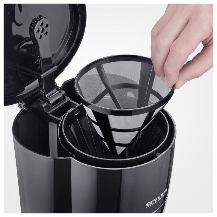 Cafetiere Filtre jusqu'a 10 tasses - SEVERIN - KA4320 - Systeme anti-goutte - Filtre permanent amovible - Plaque chauffante - No Cafetiere Filtre jusqu'a 10 tasses - SEVERIN - KA4320 - Systeme anti-goutte - Filtre permanent amovible - Plaque chauffante - No