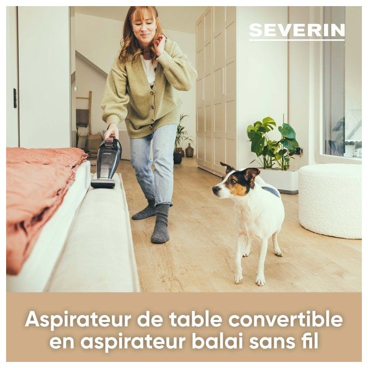 SEVERIN HV7147 - Aspirateur a main et balai 2-en-1 - 5 500 Pa - 50 min - 650 ml - Noir / Gris / Rouge