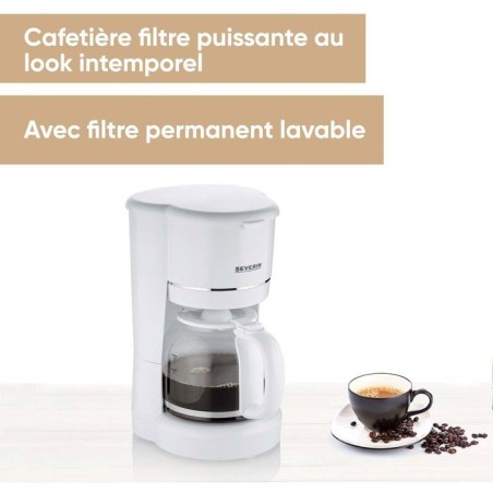Cafetiere Filtre jusqu'a 10 tasses - SEVERIN - KA4323 - Systeme anti-goutte - Filtre permanent amovible - Plaque chauffante - Bl