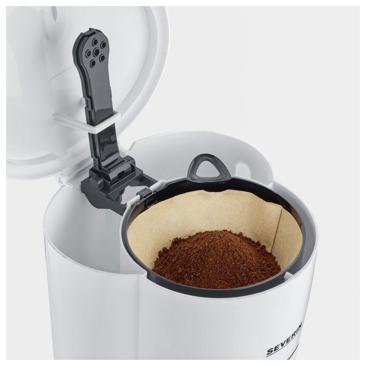 Cafetiere Filtre jusqu'a 10 tasses - SEVERIN - KA4323 - Systeme anti-goutte - Filtre permanent amovible - Plaque chauffante - Bl