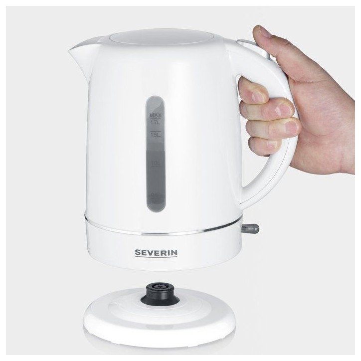 Bouilloire électrique sans fil 1,7L - SEVERIN - WK4325 - 1,7 L - Socle 360 - Résistance cachée - Nettoyage facile, Blanc Bouilloire électrique sans fil 1,7L - SEVERIN - WK4325 - 1,7 L - Socle 360 - Résistance cachée - Nettoyage facile, Blanc