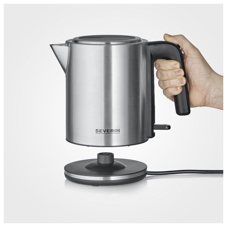 Bouilloire 1L compacte a ouverture extra large - SEVERIN - WK 3489- 2 400 W, Socle 360°, Filtre anticalcair, Noir/inox Bouilloire 1L compacte a ouverture extra large - SEVERIN - WK 3489- 2 400 W, Socle 360°, Filtre anticalcair, Noir/inox