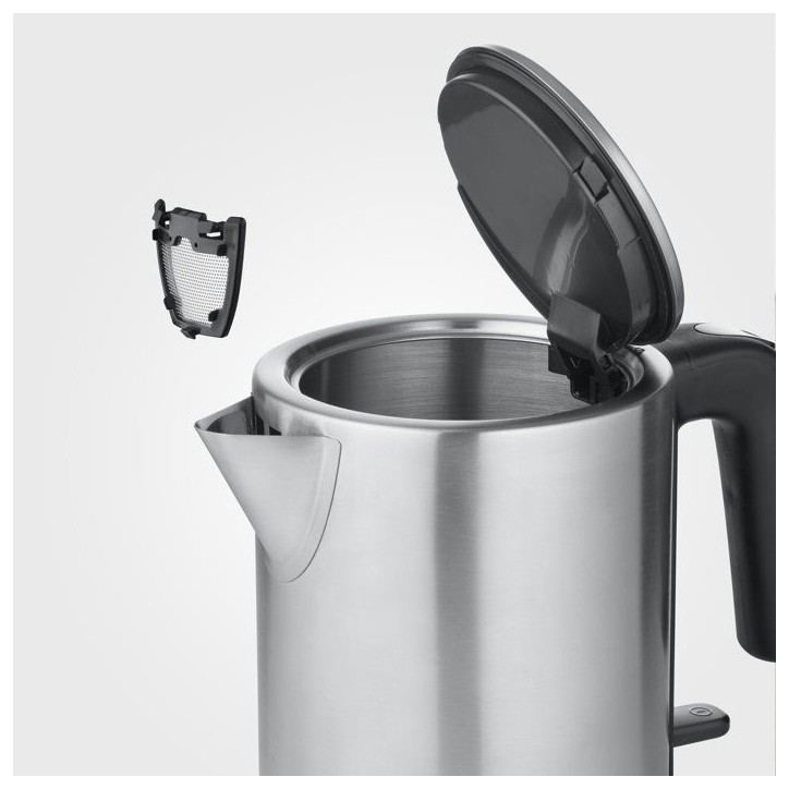 Bouilloire 1L compacte a ouverture extra large - SEVERIN - WK 3489- 2 400 W, Socle 360°, Filtre anticalcair, Noir/inox Bouilloire 1L compacte a ouverture extra large - SEVERIN - WK 3489- 2 400 W, Socle 360°, Filtre anticalcair, Noir/inox