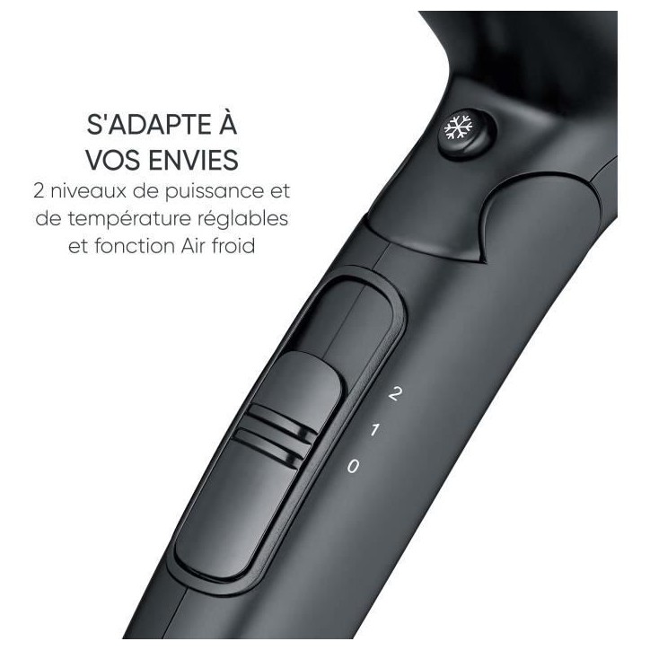 Seche-cheveux de voyage compact - SEVERIN - HT 0159 - Diffuseur & Concentrateur - 1600 W - Poignée pliable - Noir Seche-cheveux de voyage compact - SEVERIN - HT 0159 - Diffuseur & Concentrateur - 1600 W - Poignée pliable - Noir
