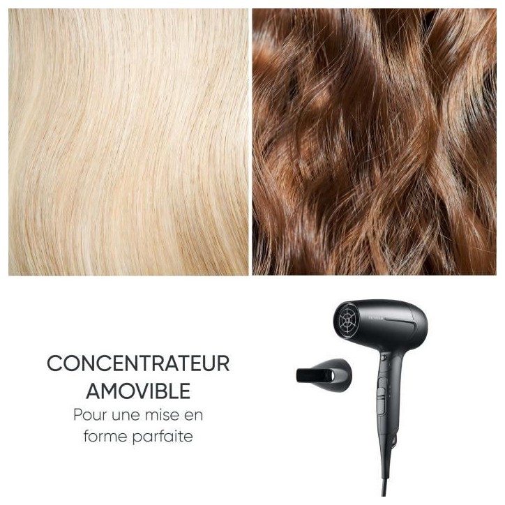 Seche-cheveux de voyage compact - SEVERIN - HT 0159 - Diffuseur & Concentrateur - 1600 W - Poignée pliable - Noir Seche-cheveux de voyage compact - SEVERIN - HT 0159 - Diffuseur & Concentrateur - 1600 W - Poignée pliable - Noir