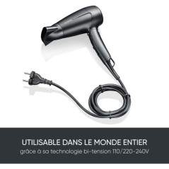 Seche-cheveux de voyage compact - SEVERIN - HT 0159 - Diffuseur & Conc