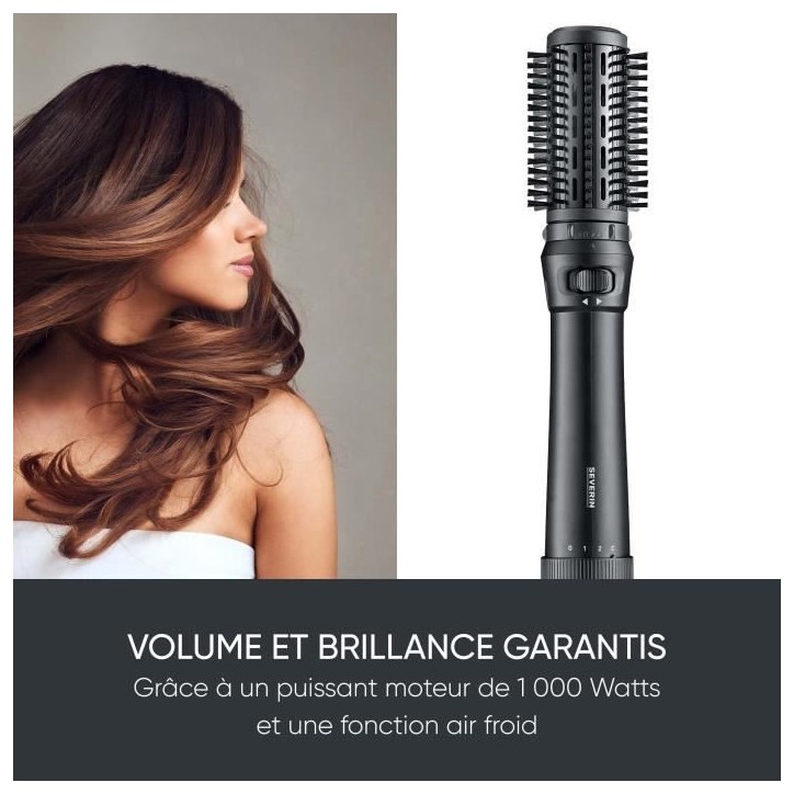 Brosse soufflante - SEVERIN - Styler multifonction avec revetement Céramique-Kératine - Auto-rotative - 3 embouts - 1000 W - N Brosse soufflante - SEVERIN - Styler multifonction avec revetement Céramique-Kératine - Auto-rotative - 3 embouts - 1000 W - N