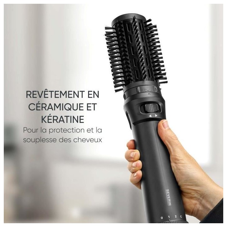 Brosse soufflante - SEVERIN - Styler multifonction avec revetement Céramique-Kératine - Auto-rotative - 3 embouts - 1000 W - N Brosse soufflante - SEVERIN - Styler multifonction avec revetement Céramique-Kératine - Auto-rotative - 3 embouts - 1000 W - N