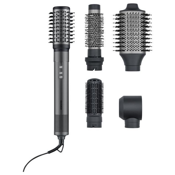 Brosse coiffante ionique - SEVERIN - Multistyler 5-en-1 - Moteur BLDC puissant - 5 embouts - 1500 W - Gris et noir Brosse coiffante ionique - SEVERIN - Multistyler 5-en-1 - Moteur BLDC puissant - 5 embouts - 1500 W - Gris et noir