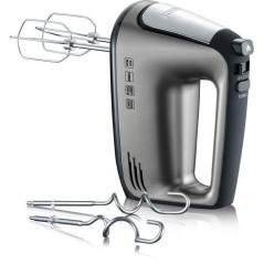 Batteur électrique - SEVERIN - HM3832 - 400 W - 2 fouets + 2 crochets a pétrir - 5 vitesses + turbo - Noir / Inox