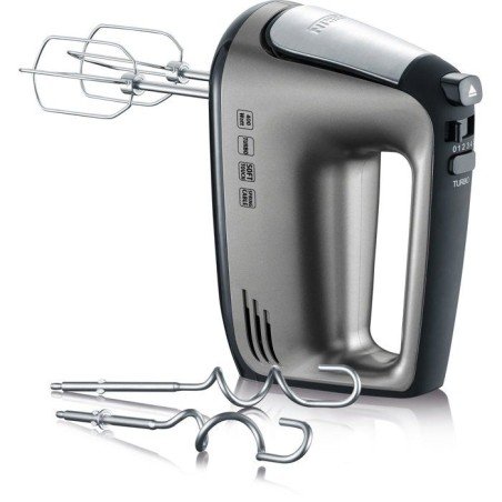 Batteur électrique - SEVERIN - HM3832 - 400 W - 2 fouets + 2 crochets a pétrir - 5 vitesses + turbo - Noir / Inox