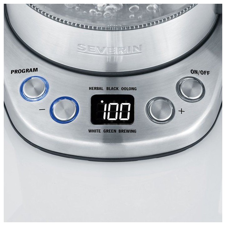 Bouilloire Eau et Thé 1L - SEVERIN - WK3473 - 2 200W - 5 Programmes d'Infusion - Température et Temps Réglables - Verre/Inox Bouilloire Eau et Thé 1L - SEVERIN - WK3473 - 2 200W - 5 Programmes d'Infusion - Température et Temps Réglables - Verre/Inox