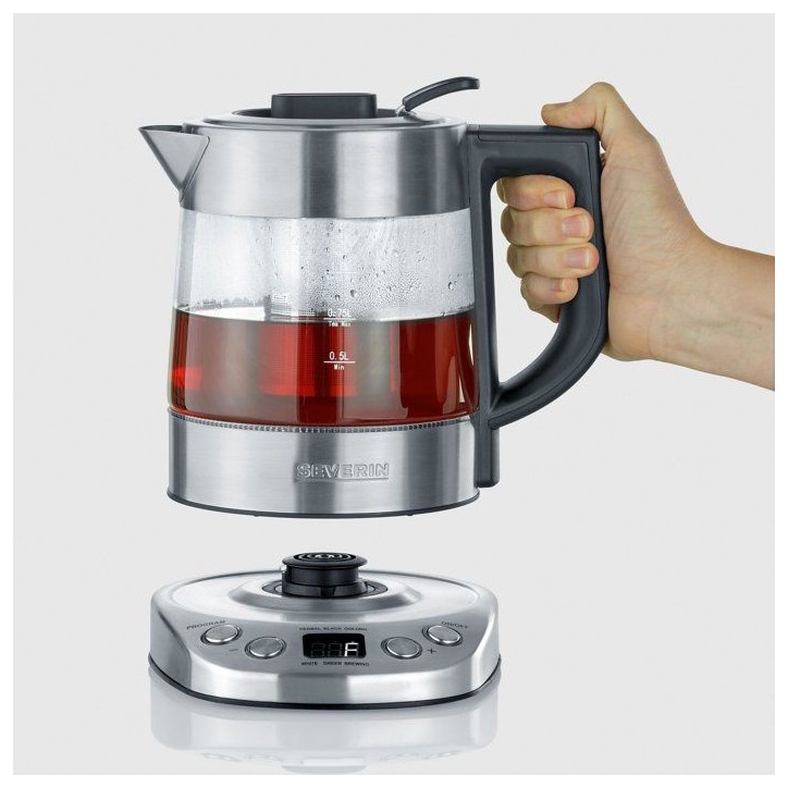 Bouilloire Eau et Thé 1L - SEVERIN - WK3473 - 2 200W - 5 Programmes d'Infusion - Température et Temps Réglables - Verre/Inox Bouilloire Eau et Thé 1L - SEVERIN - WK3473 - 2 200W - 5 Programmes d'Infusion - Température et Temps Réglables - Verre/Inox