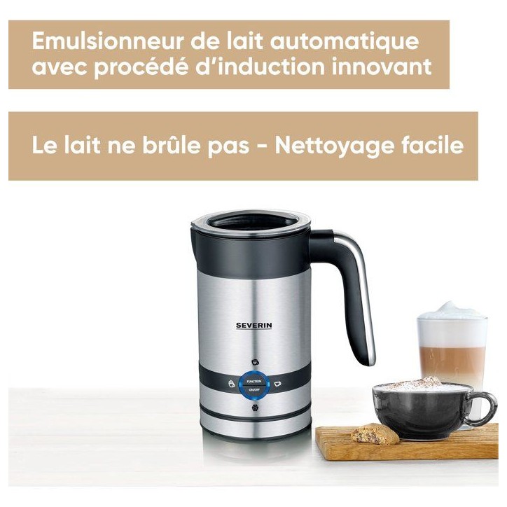 Emulsionneur de lait a induction - SEVERIN - SM3584 - Mousseur de lait chaud ou froid 200 ml en inox - 450 W - inox/noir Emulsionneur de lait a induction - SEVERIN - SM3584 - Mousseur de lait chaud ou froid 200 ml en inox - 450 W - inox/noir