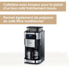 Cafetiere filtre avec broyeur intégré - SEVERIN - KA4813 - Machine a café écran tactile - verseuse 10 tasses - Noir/Inox