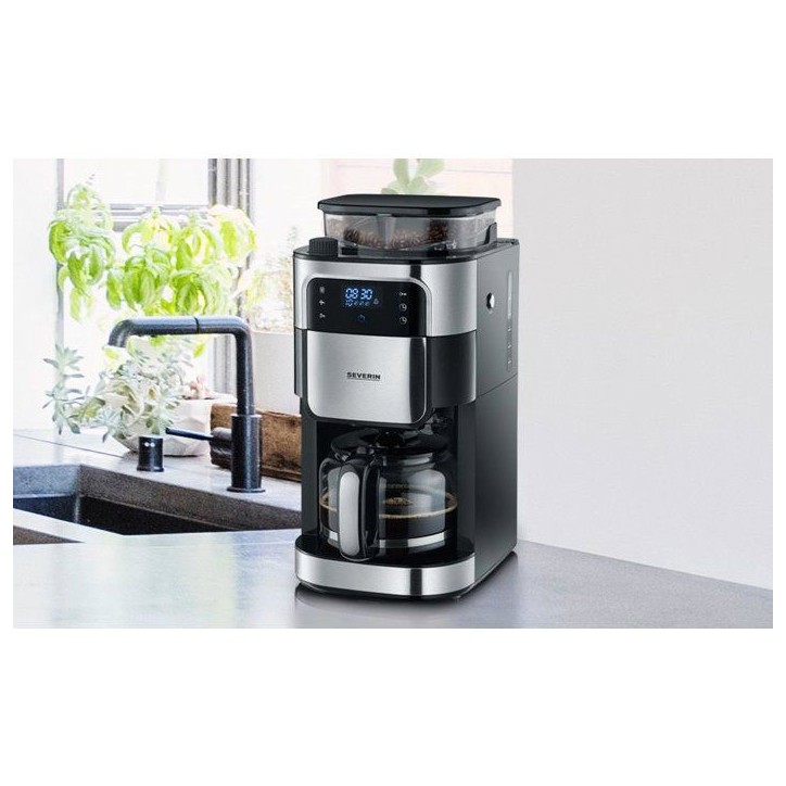 Cafetiere filtre avec broyeur intégré - SEVERIN - KA4813 - Machine a café écran tactile - verseuse 10 tasses - Noir/Inox Cafetiere filtre avec broyeur intégré - SEVERIN - KA4813 - Machine a café écran tactile - verseuse 10 tasses - Noir/Inox