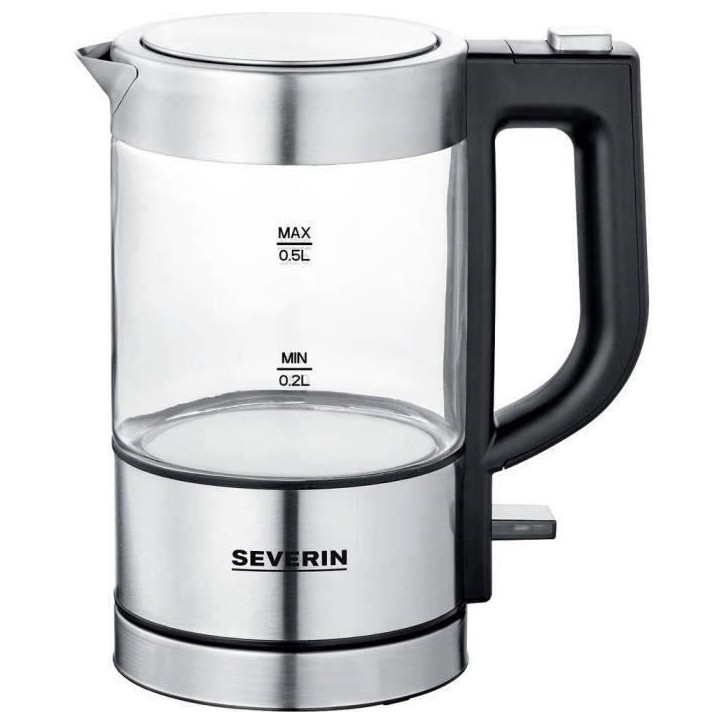 Bouilloire - SEVERIN - WK 3472 - 0.5 L - 1100W - Verre/Inox - Socle 360° Bouilloire - SEVERIN - WK 3472 - 0.5 L - 1100W - Verre/Inox - Socle 360°