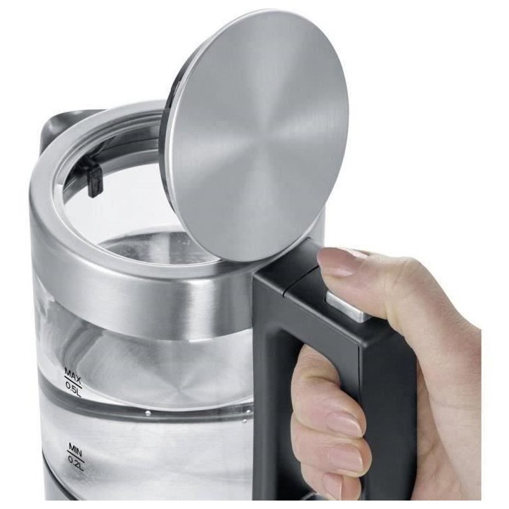 Bouilloire - SEVERIN - WK 3472 - 0.5 L - 1100W - Verre/Inox - Socle 360° Bouilloire - SEVERIN - WK 3472 - 0.5 L - 1100W - Verre/Inox - Socle 360°