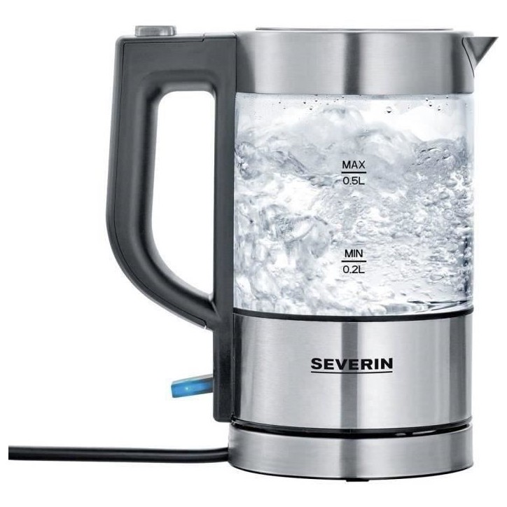 Bouilloire - SEVERIN - WK 3472 - 0.5 L - 1100W - Verre/Inox - Socle 360° Bouilloire - SEVERIN - WK 3472 - 0.5 L - 1100W - Verre/Inox - Socle 360°