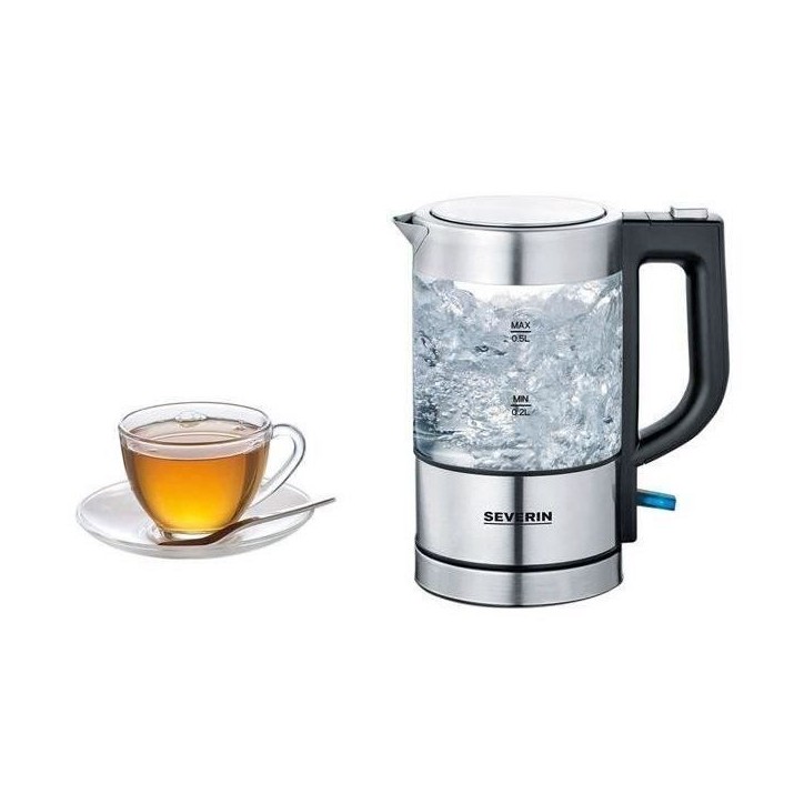 Bouilloire - SEVERIN - WK 3472 - 0.5 L - 1100W - Verre/Inox - Socle 360° Bouilloire - SEVERIN - WK 3472 - 0.5 L - 1100W - Verre/Inox - Socle 360°