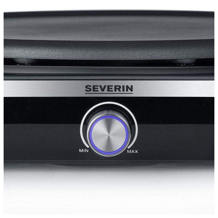 Crepiere électrique XXL - SEVERIN - CM2199 - Ø 38cm - Avec spatule et répartiteur - Inox brossé / Noir