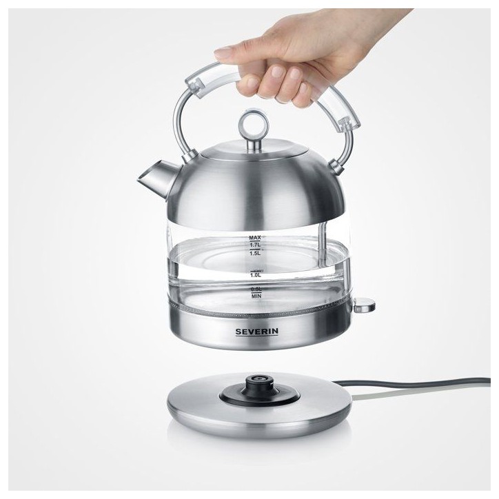 Bouilloire en verre rétro - SEVERIN - WK3459 - 1,7 L - 2400 W - Chauffe rapide - Inox Bouilloire en verre rétro - SEVERIN - WK3459 - 1,7 L - 2400 W - Chauffe rapide - Inox