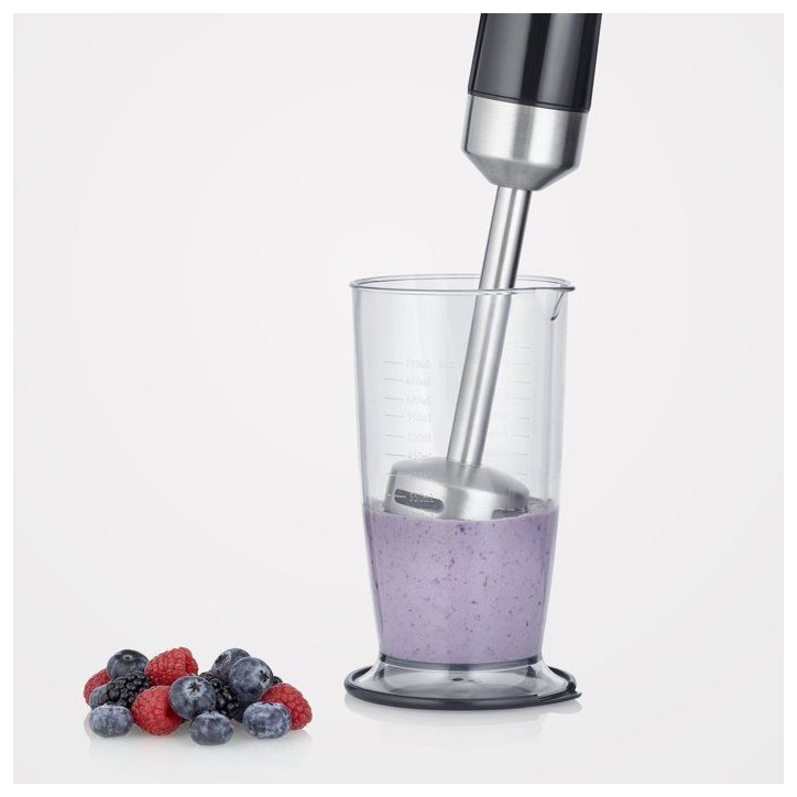 Mixeur plongeant 3-en-1 - SEVERIN - SM3772 - 600 W - Pied amovible - Mini Hachoir - Fouet - Gobelet 700 ml - Sans BPA - Noir / I Mixeur plongeant 3-en-1 - SEVERIN - SM3772 - 600 W - Pied amovible - Mini Hachoir - Fouet - Gobelet 700 ml - Sans BPA - Noir / I