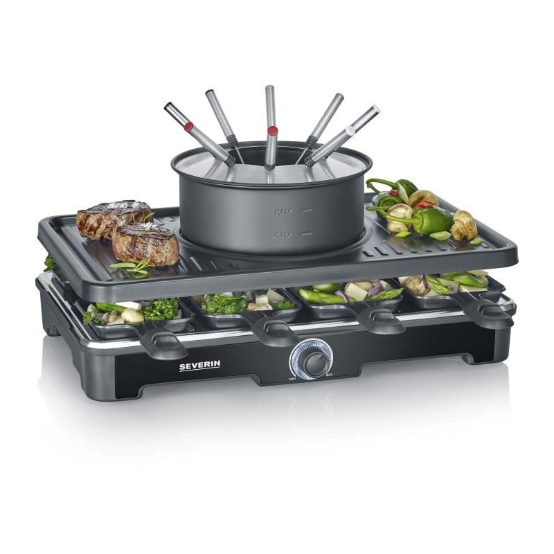 Appareil a raclette et fondue SEVERIN - RG2347 - Jusqu'a 8 personnes -
