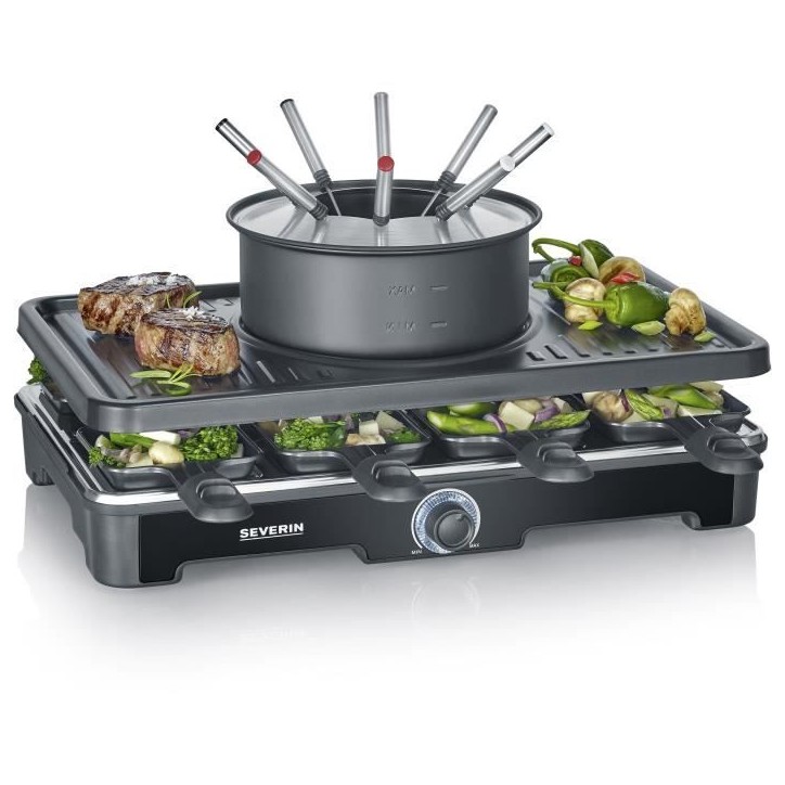 Appareil a raclette et fondue SEVERIN - RG2347 - Jusqu'a 8 personnes - 1400W