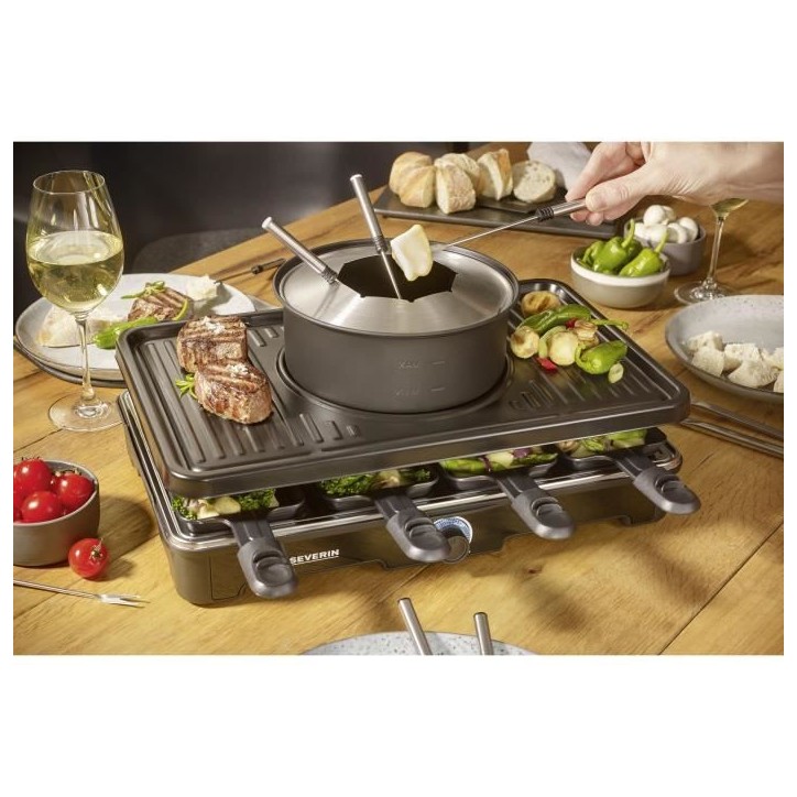 Appareil a raclette et fondue SEVERIN - RG2347 - Jusqu'a 8 personnes - 1400W