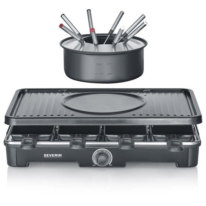 Appareil a raclette et fondue SEVERIN - RG2347 - Jusqu'a 8 personnes - 1400W