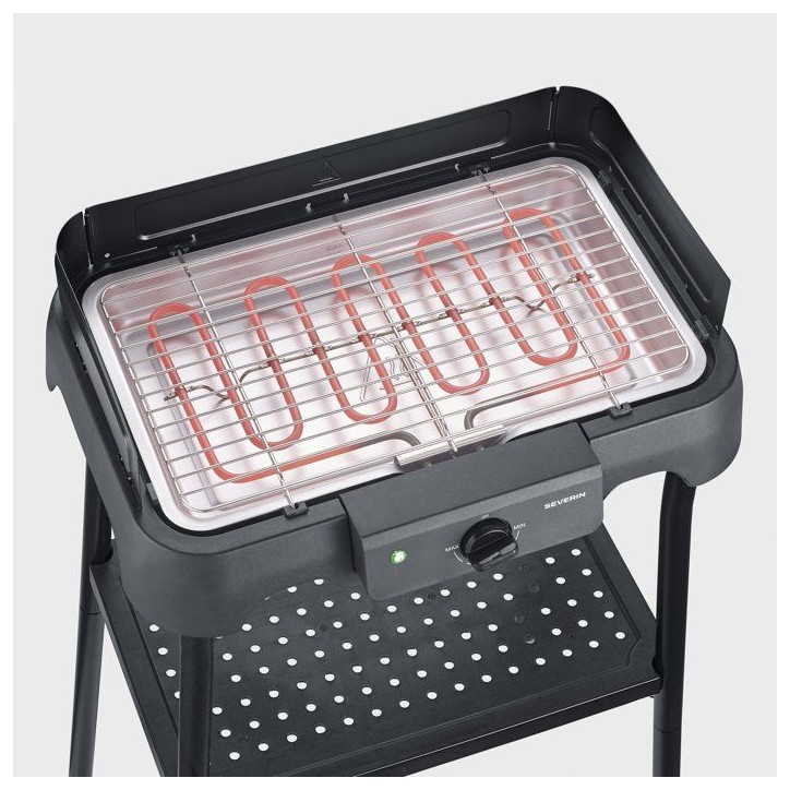 Barbecue électrique sur pieds - SEVERIN - PG8594 - 2000 W - Surface de cuisson 38 x 22 cm - Thermostat réglable - Noir Barbecue électrique sur pieds - SEVERIN - PG8594 - 2000 W - Surface de cuisson 38 x 22 cm - Thermostat réglable - Noir