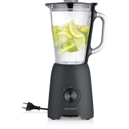 Blender 2-en-1 - SEVERIN - SM3724 Mix & Go - Récipient en verre 1,5 L - Gourde robuste + Accessoire Moulin fruits secs - Noir
