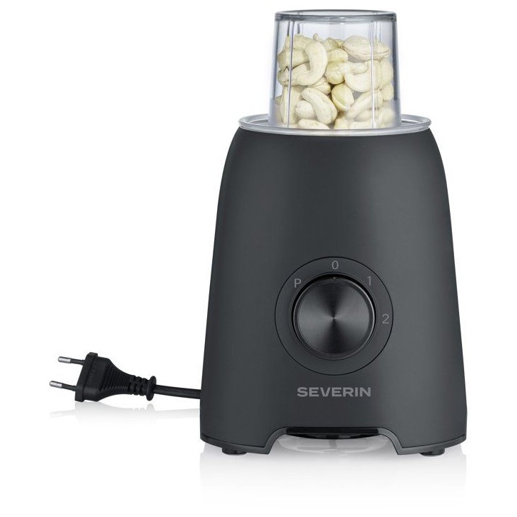 Blender 2-en-1 - SEVERIN - SM3724 Mix & Go - Récipient en verre 1,5 L - Gourde robuste + Accessoire Moulin fruits secs - Noir Blender 2-en-1 - SEVERIN - SM3724 Mix & Go - Récipient en verre 1,5 L - Gourde robuste + Accessoire Moulin fruits secs - Noir