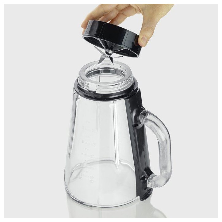 Blender 2-en-1 - SEVERIN - SM3724 Mix & Go - Récipient en verre 1,5 L - Gourde robuste + Accessoire Moulin fruits secs - Noir Blender 2-en-1 - SEVERIN - SM3724 Mix & Go - Récipient en verre 1,5 L - Gourde robuste + Accessoire Moulin fruits secs - Noir