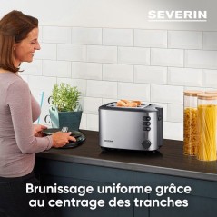 Grille-pain double fente - SEVERIN - AT2514 - 850 W - Thermostat - Noi