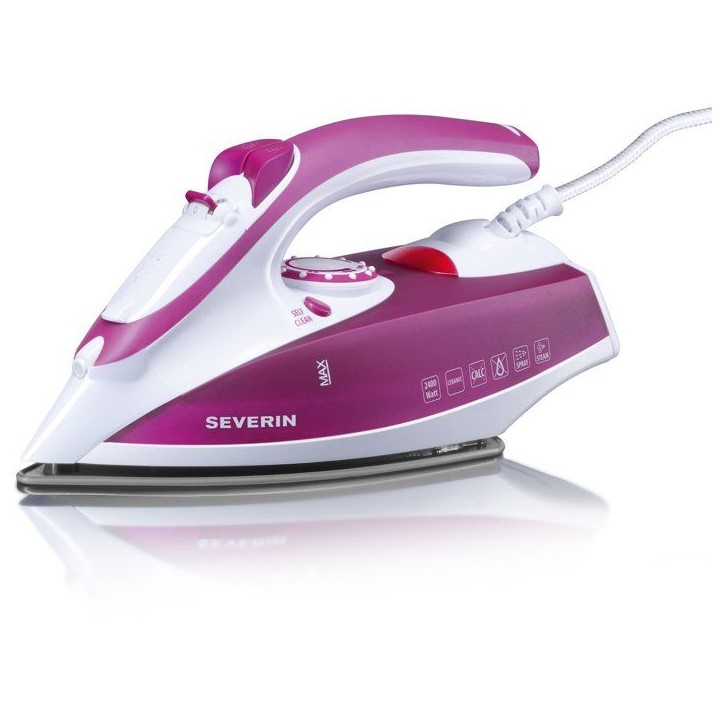 Fer a repasser vapeur - SEVERIN - BA3243 - Semelle céramique - 70 g/mn vapeur continue - 2400 W - Blanc / violet Fer a repasser vapeur - SEVERIN - BA3243 - Semelle céramique - 70 g/mn vapeur continue - 2400 W - Blanc / violet